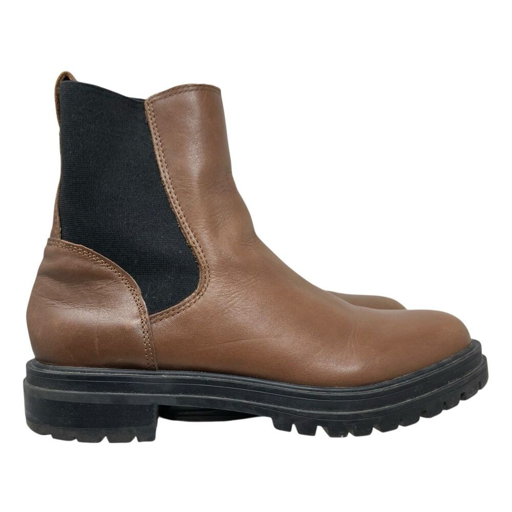Madewell Brown Leather‎ Bradley Lug Sole Chunky Chelsea Boots